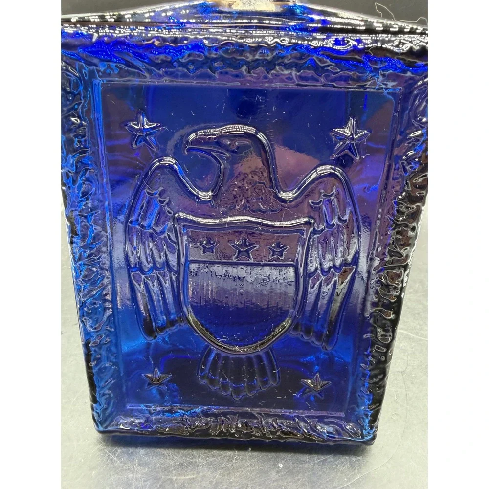 Vintage American Legion 50th Anniversary Cobalt Blue Glass Decanter J.W. Dant